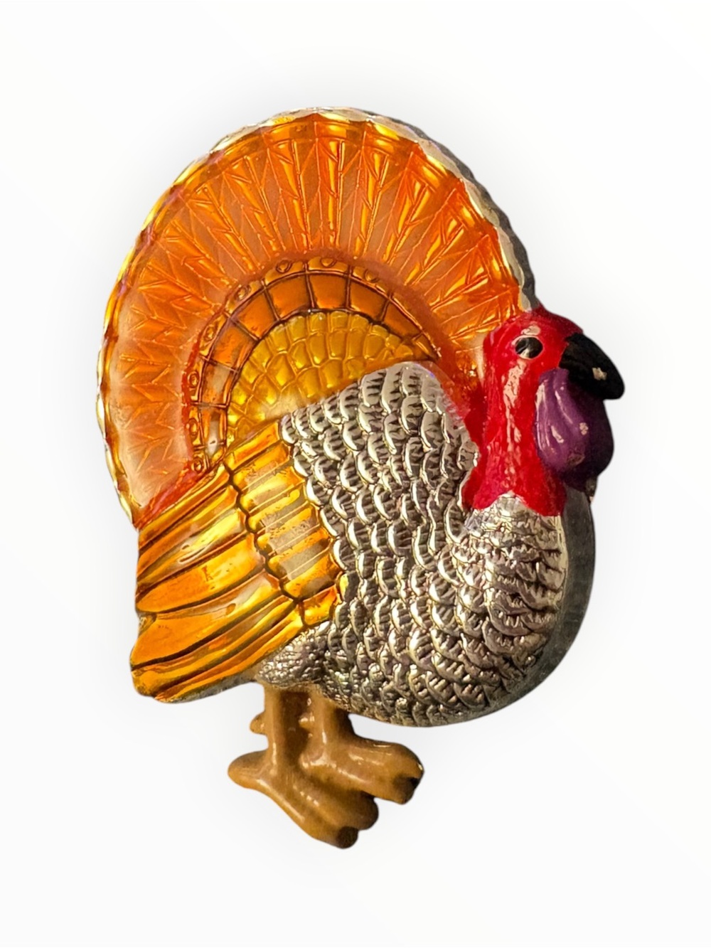 Vintage Signed BEST Jewelry Turkey Pin Pendant - Jelly Belly Enameling Fall